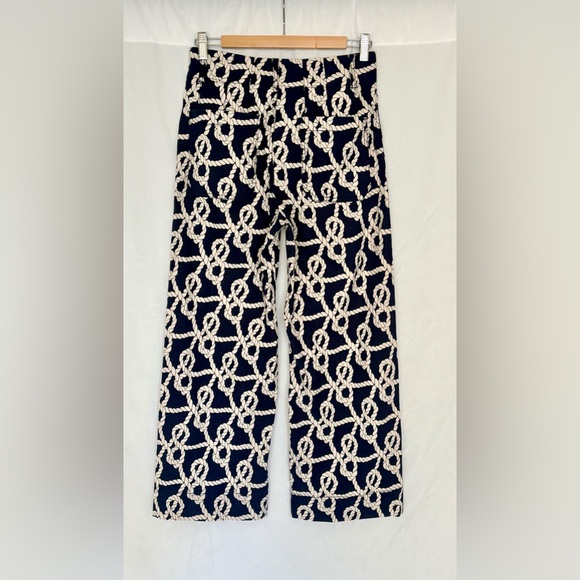 Anthropologie Maeve Colette Nautical Rope Print Cropped Wide-Leg Pants Sz 27 - Picture 5 of 8